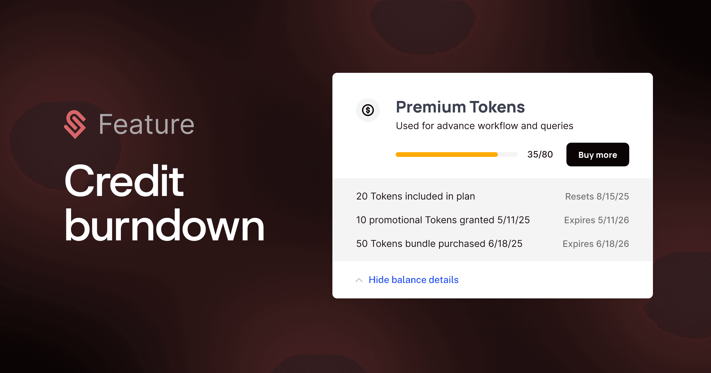 Credit burndown