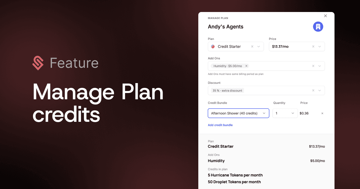 Manage plan credits